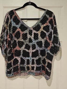 Stunning Vintage Silk Sequin Blouse